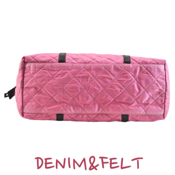 PRADA Vintage Pink/Black Begonia Quilted Nylon Travel Bag/Tote | PRELOVED!!🩷💗 - Picture 9 of 16